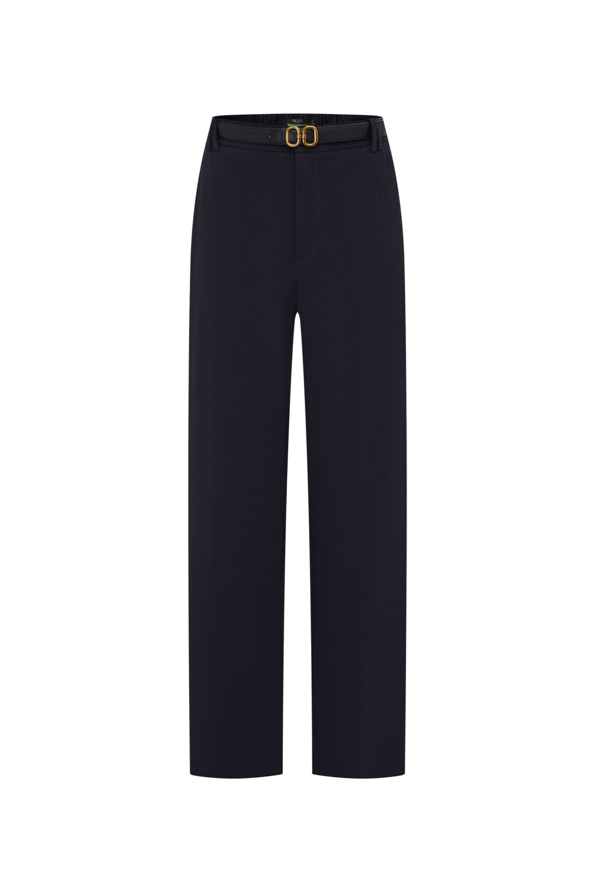 Cotton Blend Pique Twill Straight Leg Casual Pants with Belt