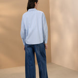 Cotton Blend Twill Wide Leg Denim