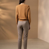 Cotton Nylon Double Weave Skinny Casual Pants with Belt