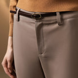 Cotton Nylon Double Weave Skinny Casual Pants with Belt
