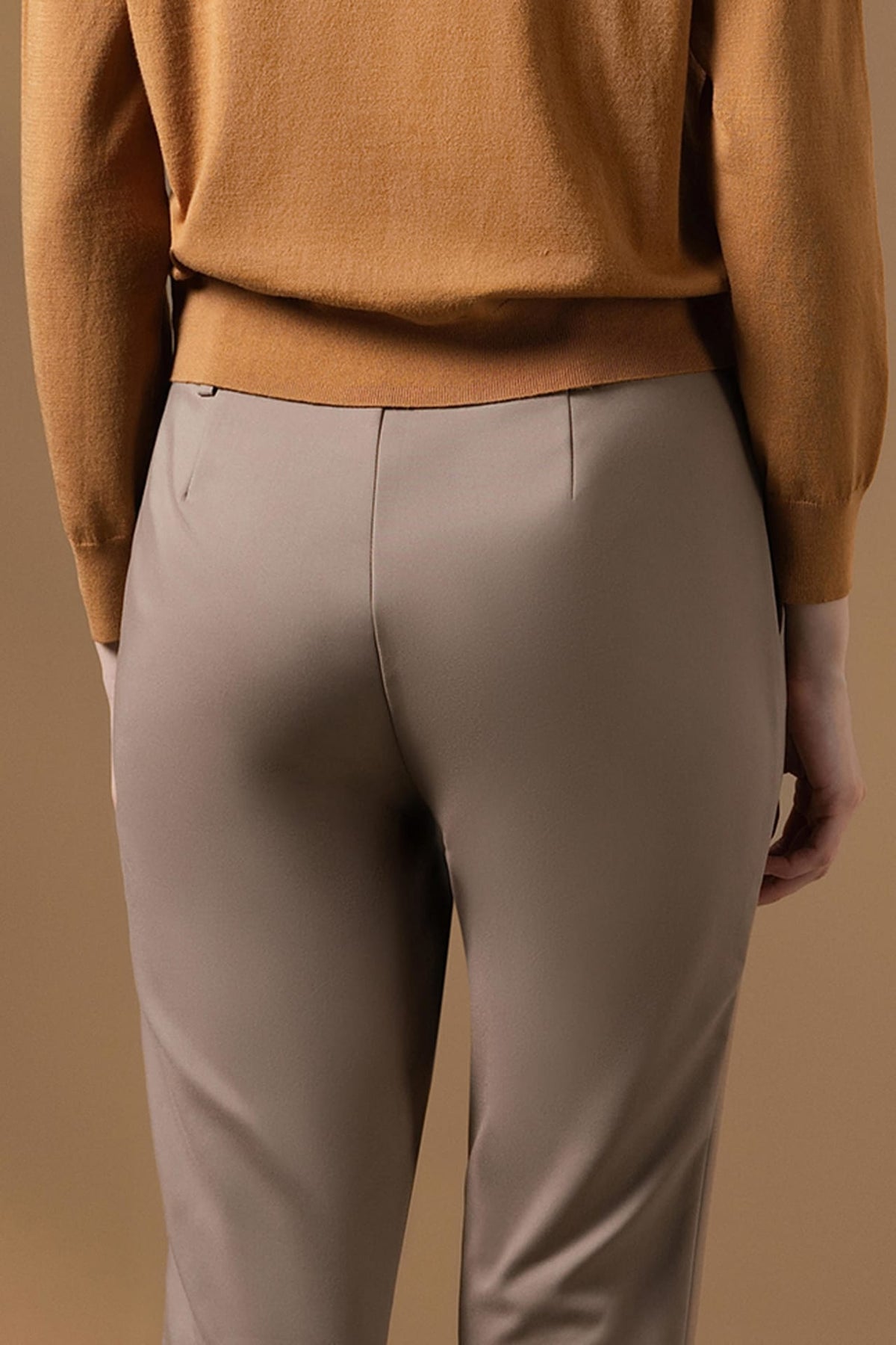 Cotton Nylon Double Weave Skinny Casual Pants with Belt