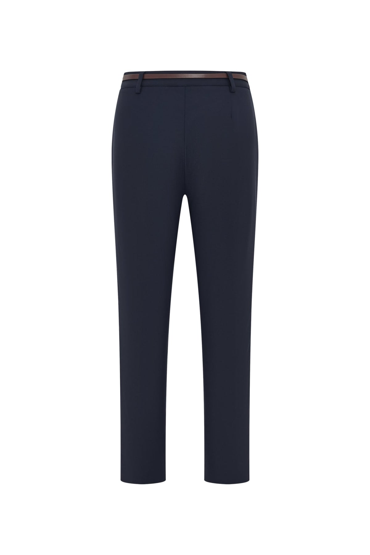 Cotton Nylon Double Weave Skinny Casual Pants with Belt