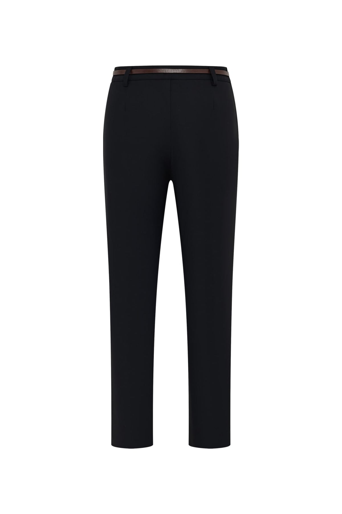 Cotton Nylon Double Weave Skinny Casual Pants with Belt
