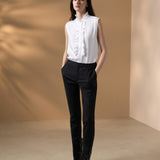 Cotton Nylon Double Weave Comfort Skinny Casual Pants