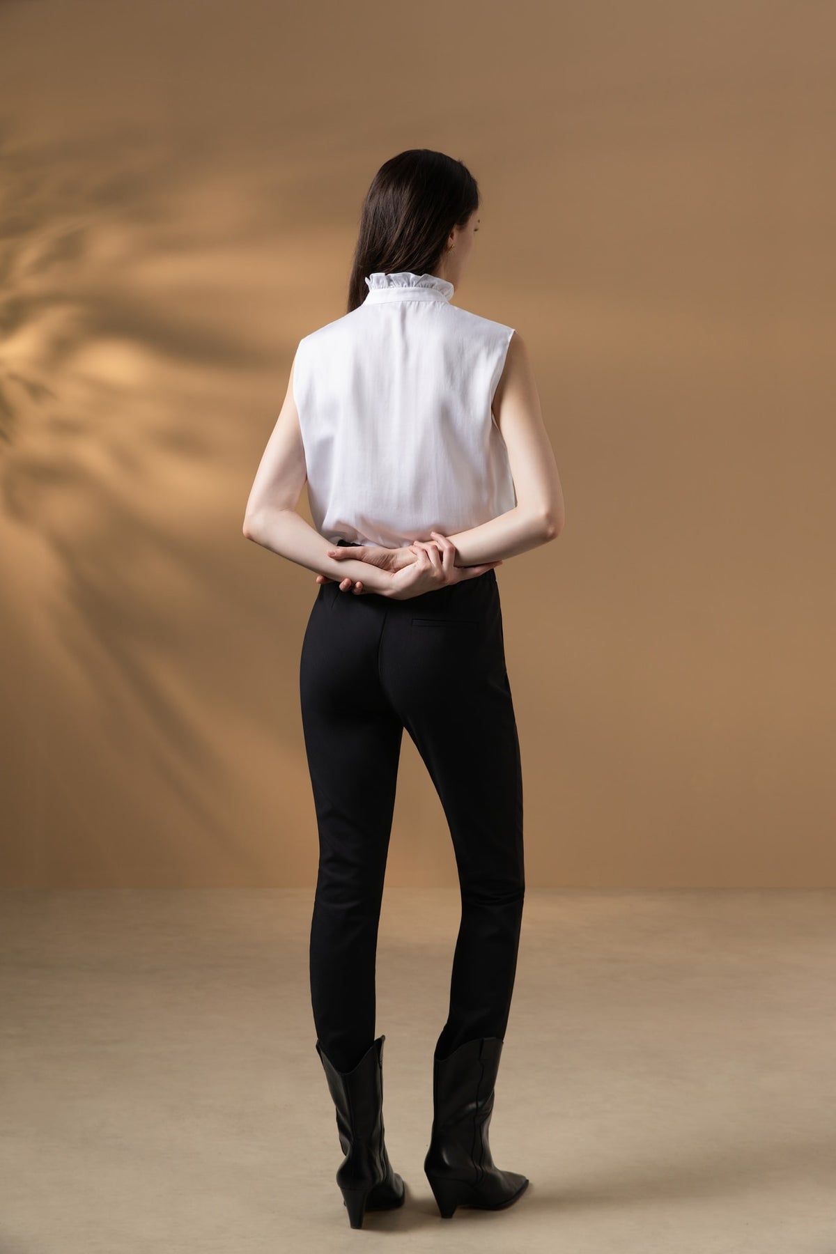 Cotton Nylon Double Weave Comfort Skinny Casual Pants