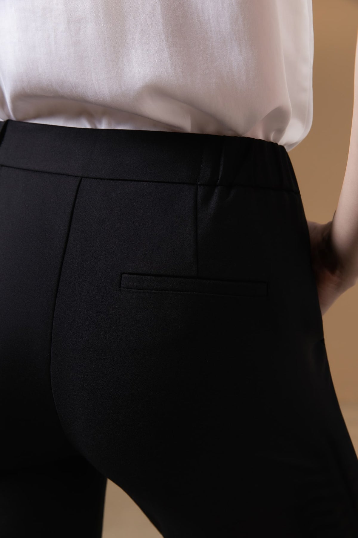 Cotton Nylon Double Weave Comfort Skinny Casual Pants