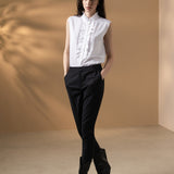 Cotton Nylon Double Weave Comfort Skinny Casual Pants