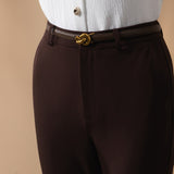 Multi-Way Stretch Nylon Plain Weave Comfort Slim Boot Casual Pants with Belt