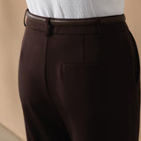 Multi-Way Stretch Nylon Plain Weave Comfort Slim Boot Casual Pants with Belt