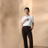Multi-Way Stretch Nylon Plain Weave Comfort Slim Boot Casual Pants with Belt