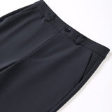 Multi-Way Stretch Nylon Plain Weave Comfort Slim Boot Casual Pants with Belt