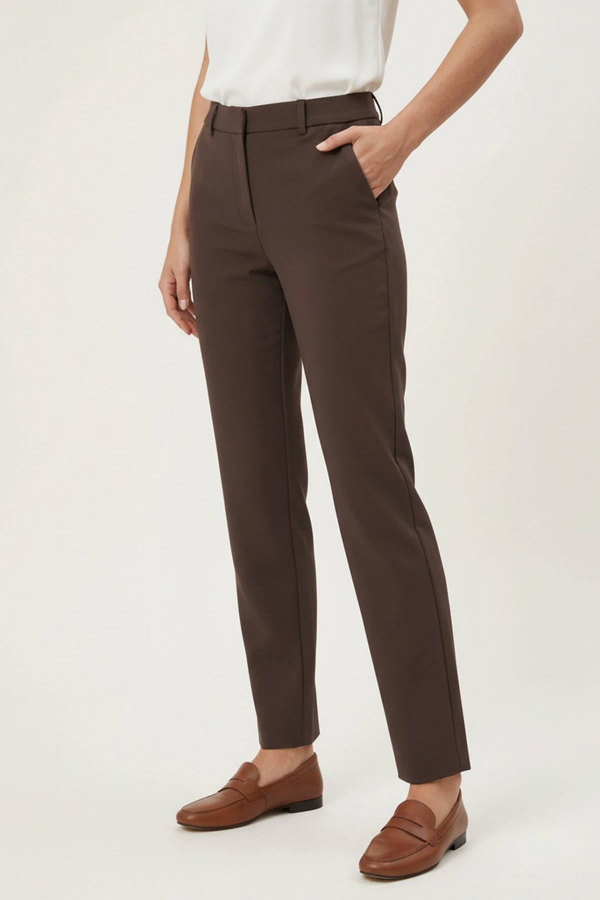 G2000 - Pants - Multi-Way Stretch Nylon Plain Weave Cigarette Casual Pants - Chocolate - No Fit
