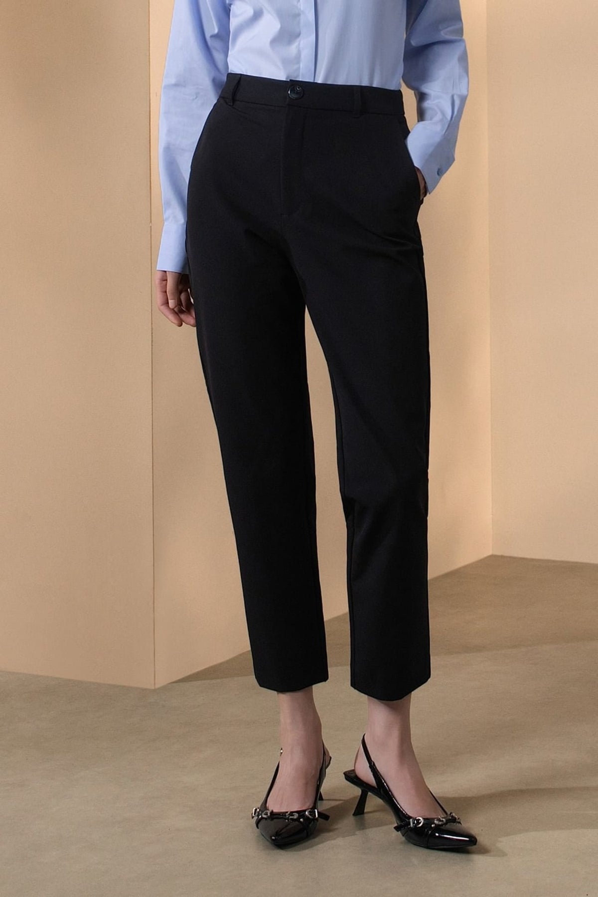 Multi-Way Stretch Nylon Plain Weave Cigarette Casual Pants