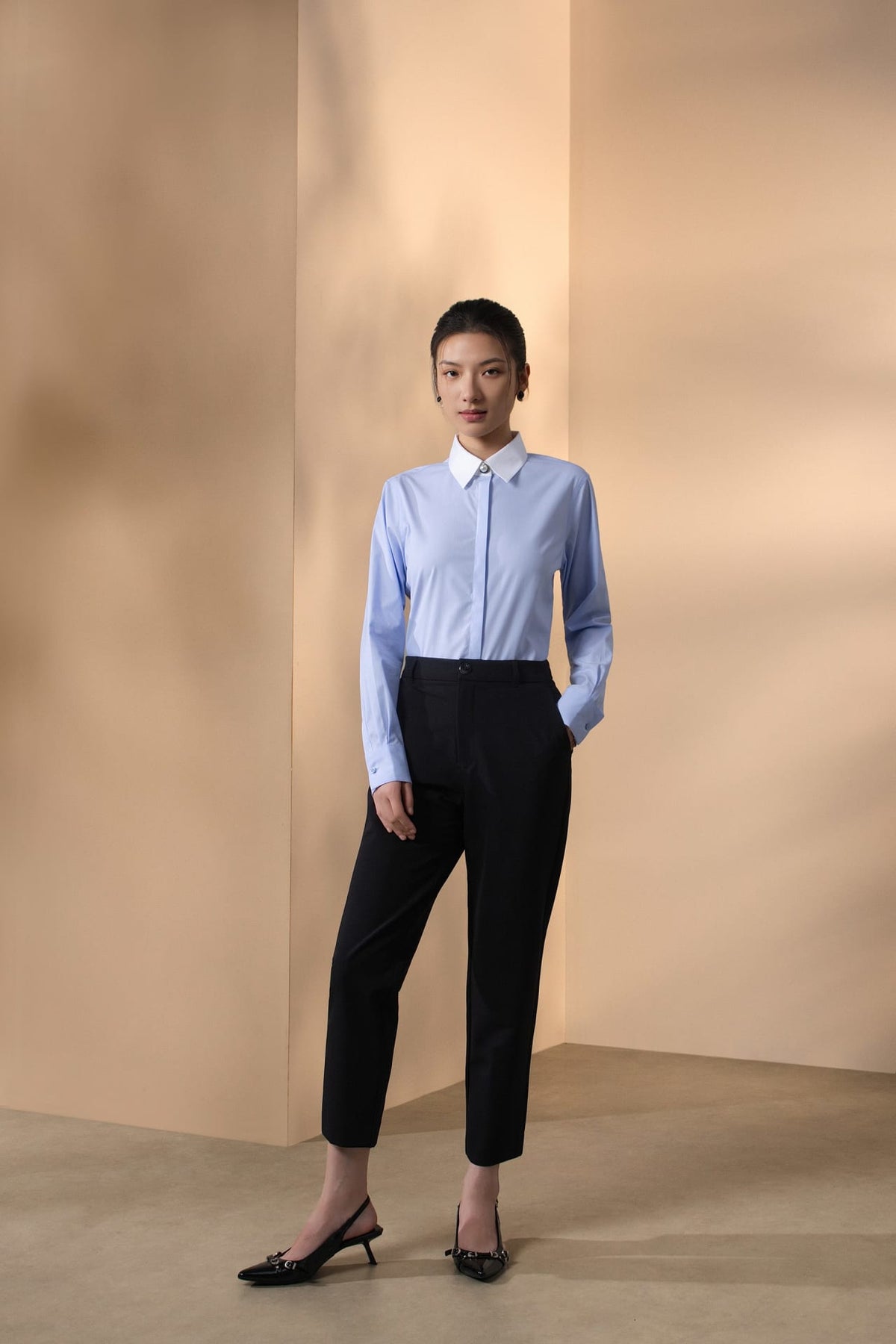 Multi-Way Stretch Nylon Plain Weave Cigarette Casual Pants