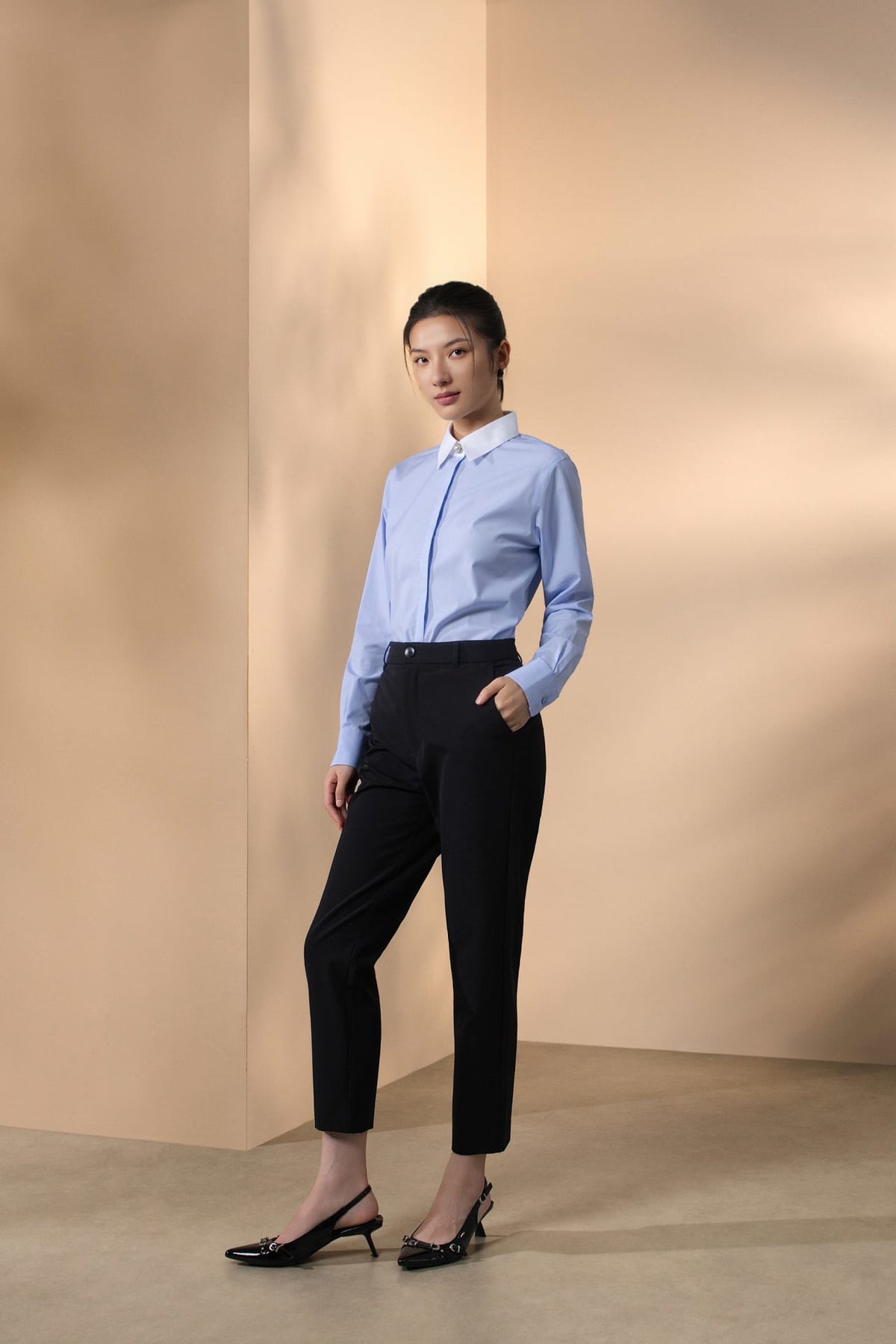 Multi-Way Stretch Nylon Plain Weave Cigarette Casual Pants