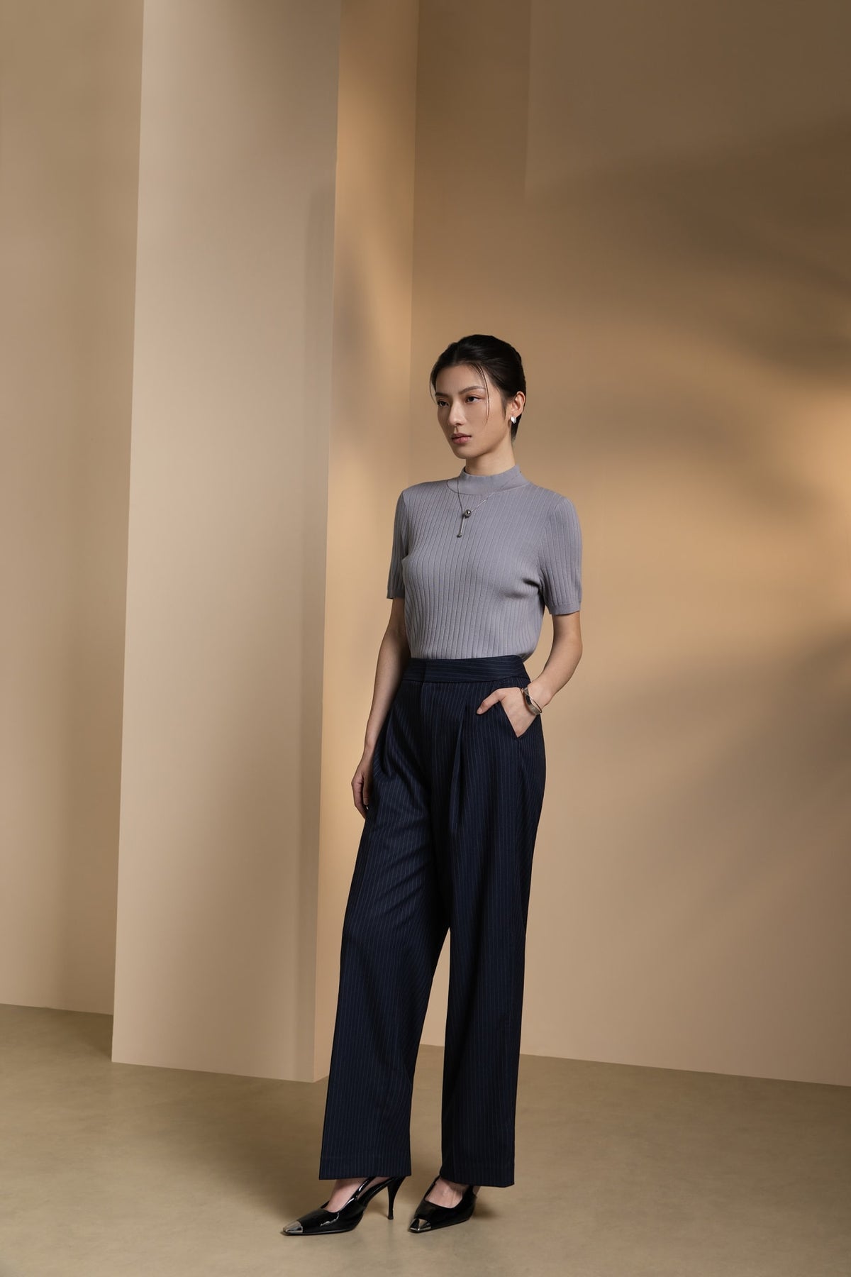 Poly Blend Regular Fit Mock Neck Sweater