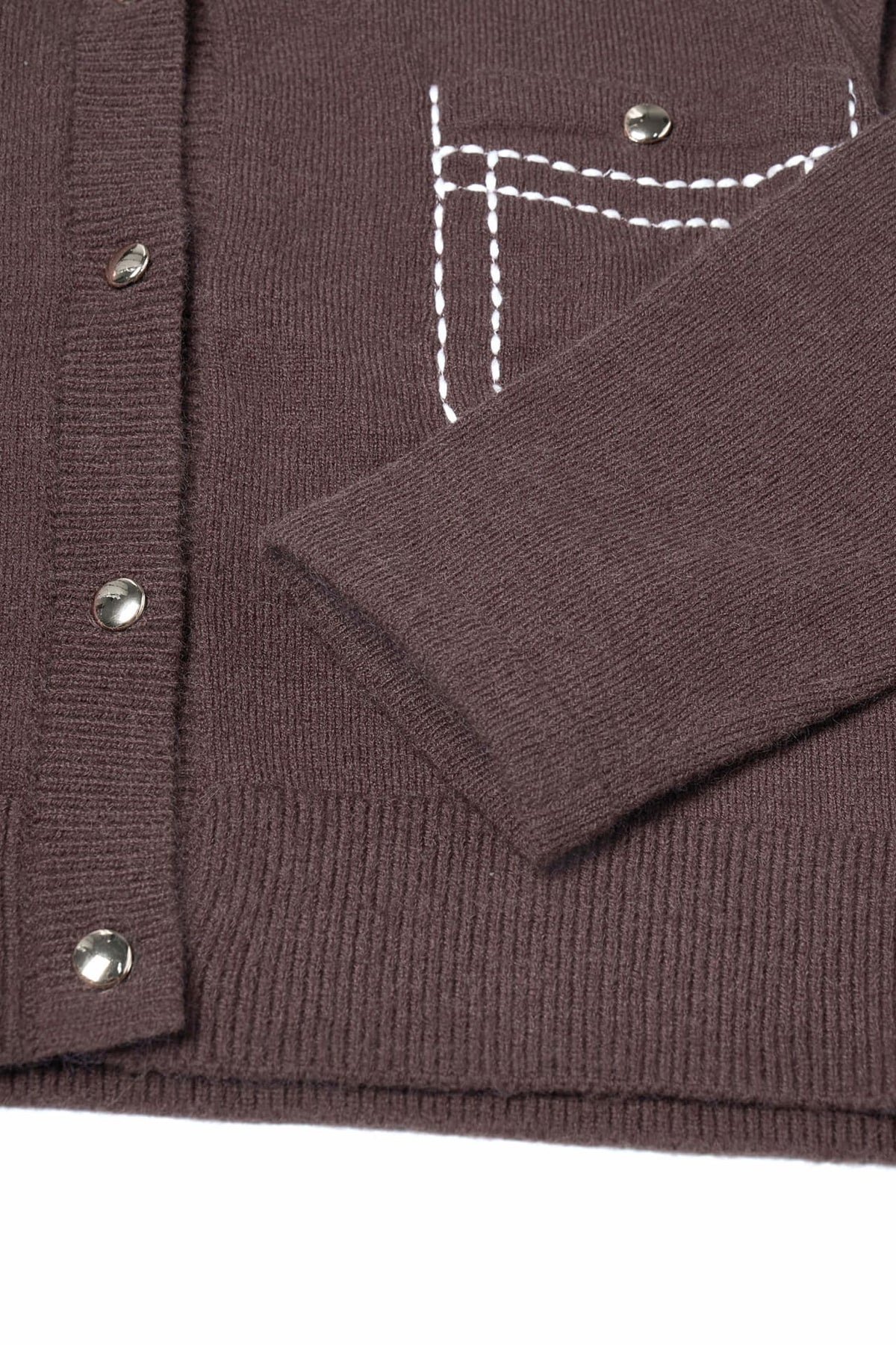 Acrylic Blend Relax Fit Round Neck Cardigan