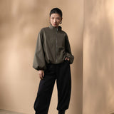 Poly Plain Weave Stand Collar Jacket