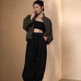 Poly Plain Weave Stand Collar Jacket