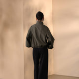 Poly Plain Weave Stand Collar Jacket
