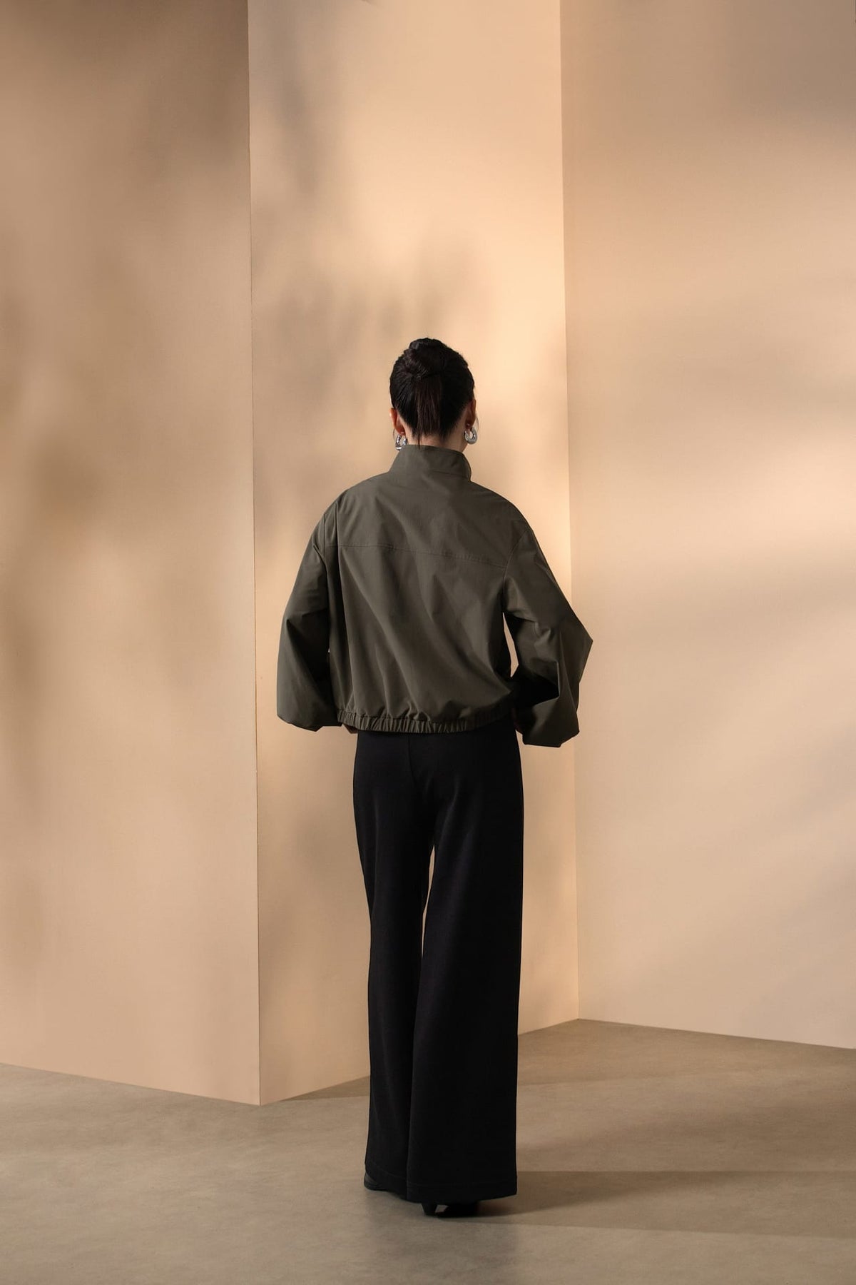 Poly Plain Weave Stand Collar Jacket