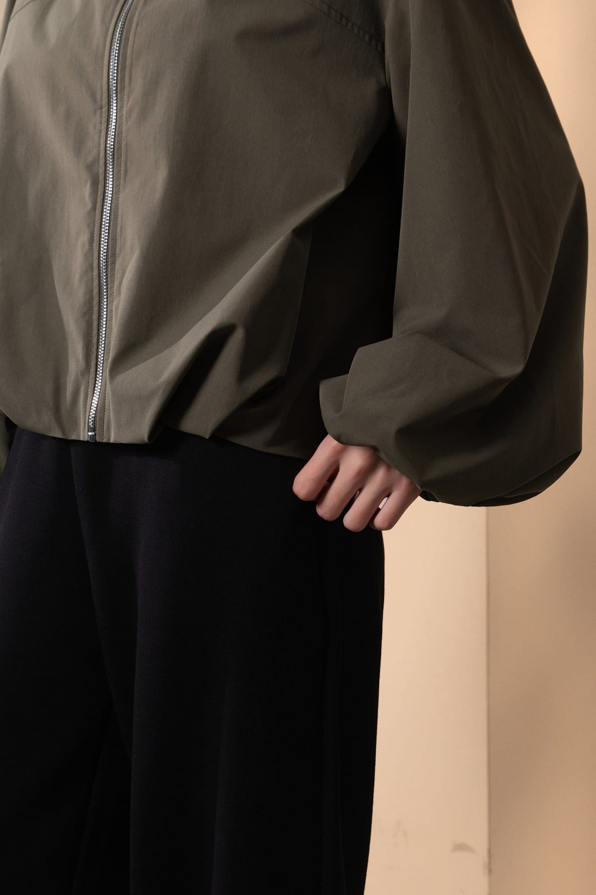 Poly Plain Weave Stand Collar Jacket