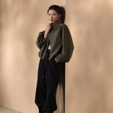 Poly Plain Weave Stand Collar Jacket