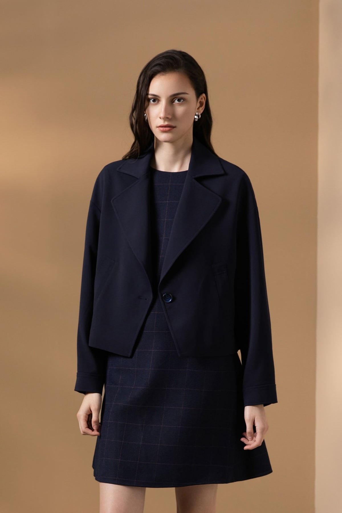 Poly Twill Lapel Collar Jacket