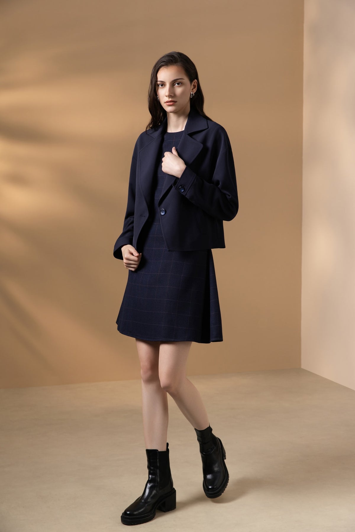 Poly Twill Lapel Collar Jacket