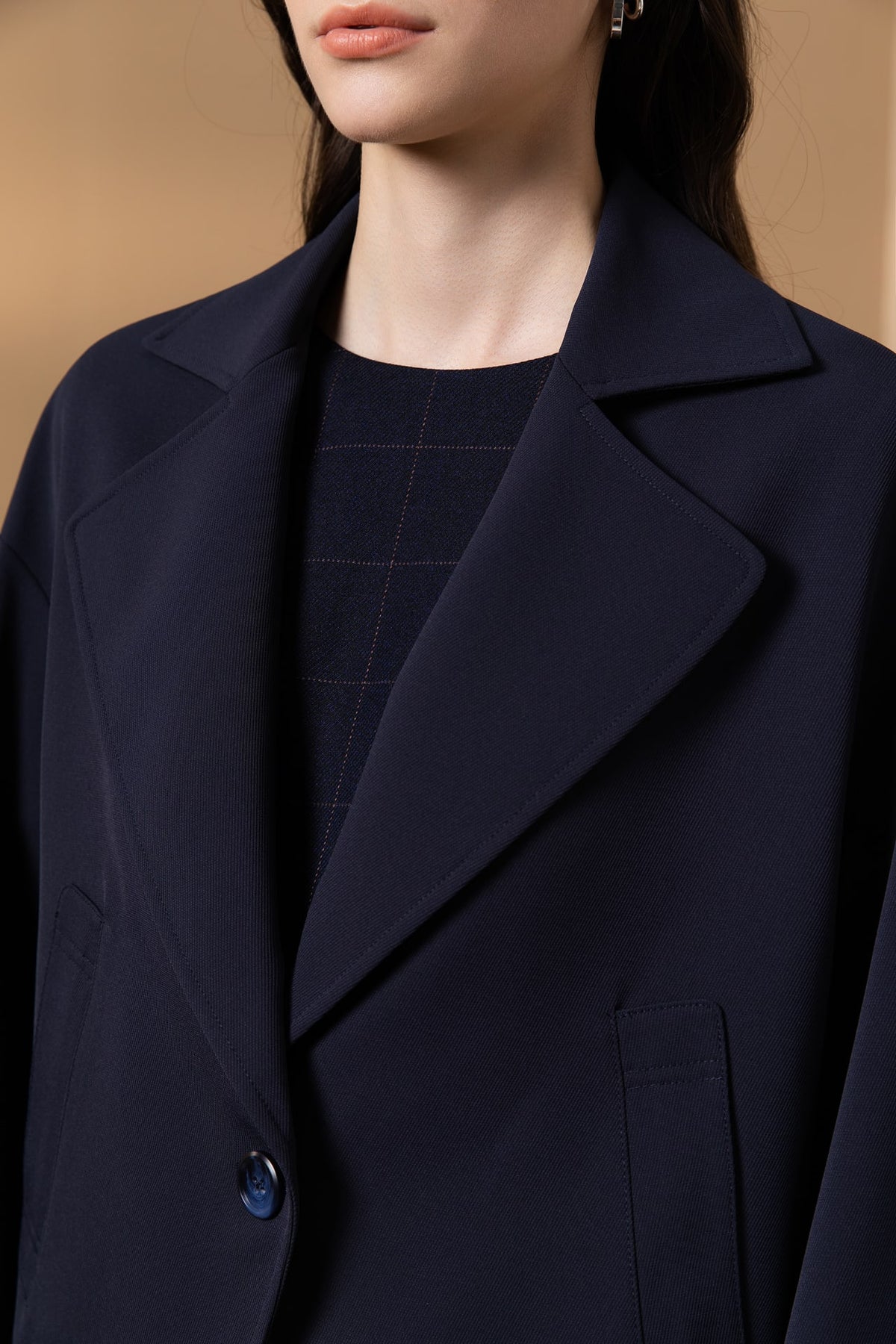 Poly Twill Lapel Collar Jacket
