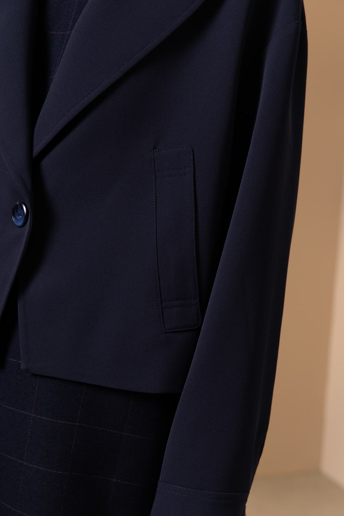 Poly Twill Lapel Collar Jacket
