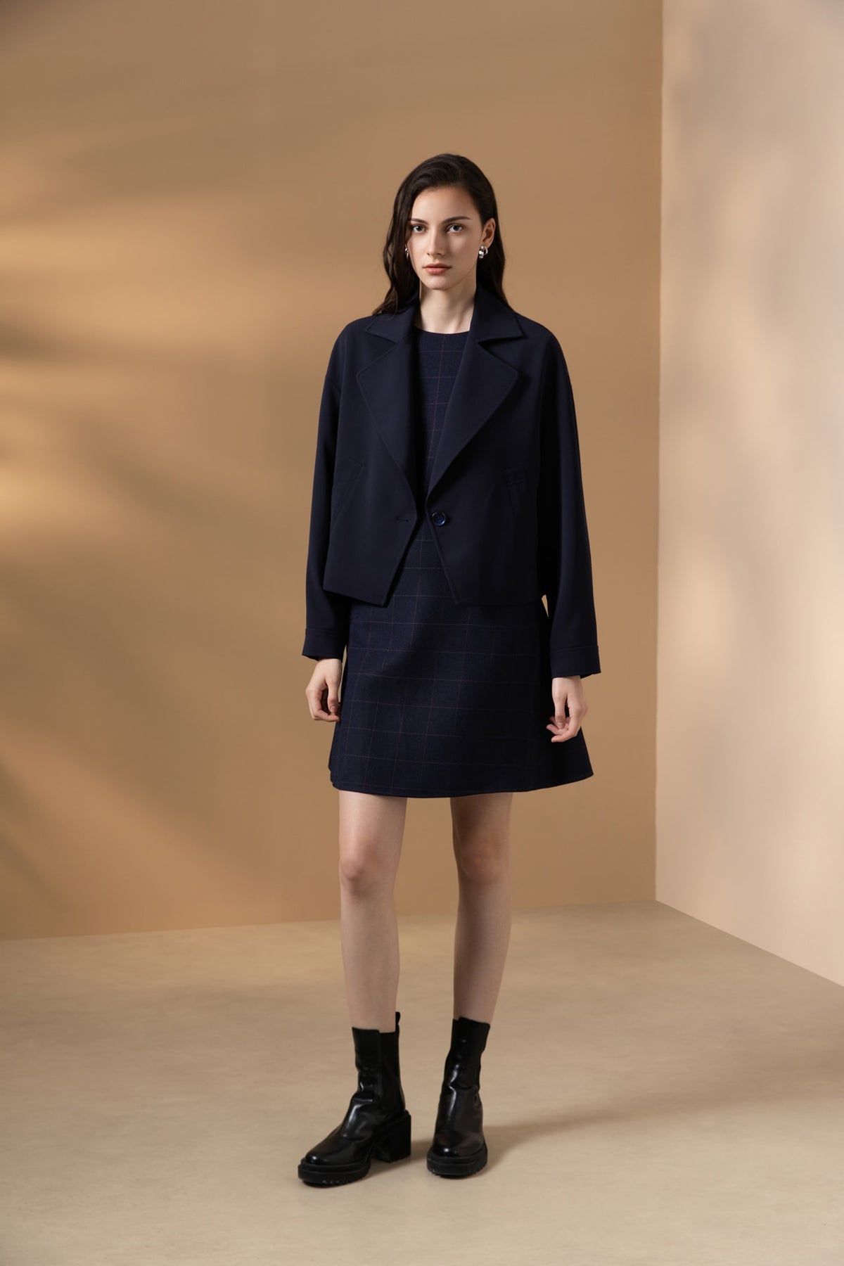 Poly Twill Lapel Collar Jacket