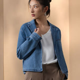 Cotton Lapel Collar Denim Jacket