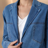 Cotton Lapel Collar Denim Jacket