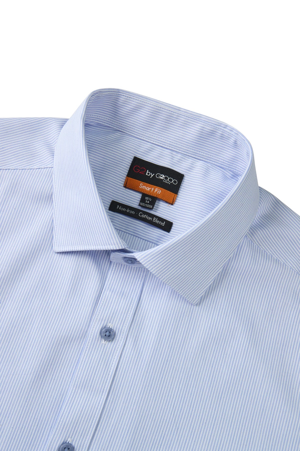 G2000 - Shirts - Non-Iron Easy Care Cotton Blend Stripe Smart Fit Long Sleeve Shirt