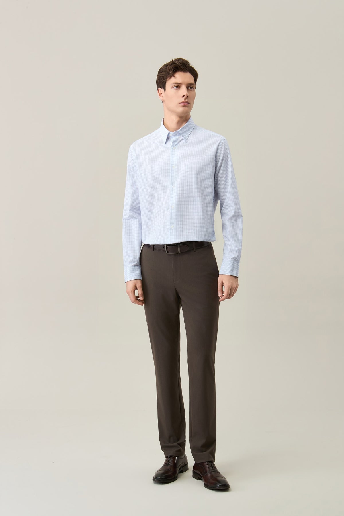 Non-Iron Easy Care Cotton Blend Check Smart Fit Long Sleeve Shirt