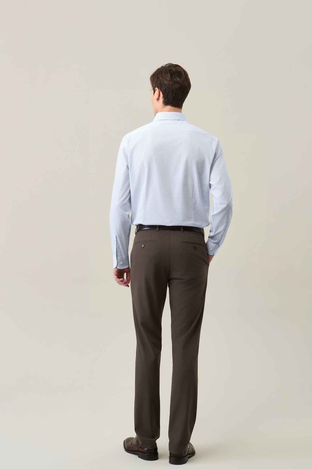 Non-Iron Easy Care Cotton Blend Check Smart Fit Long Sleeve Shirt