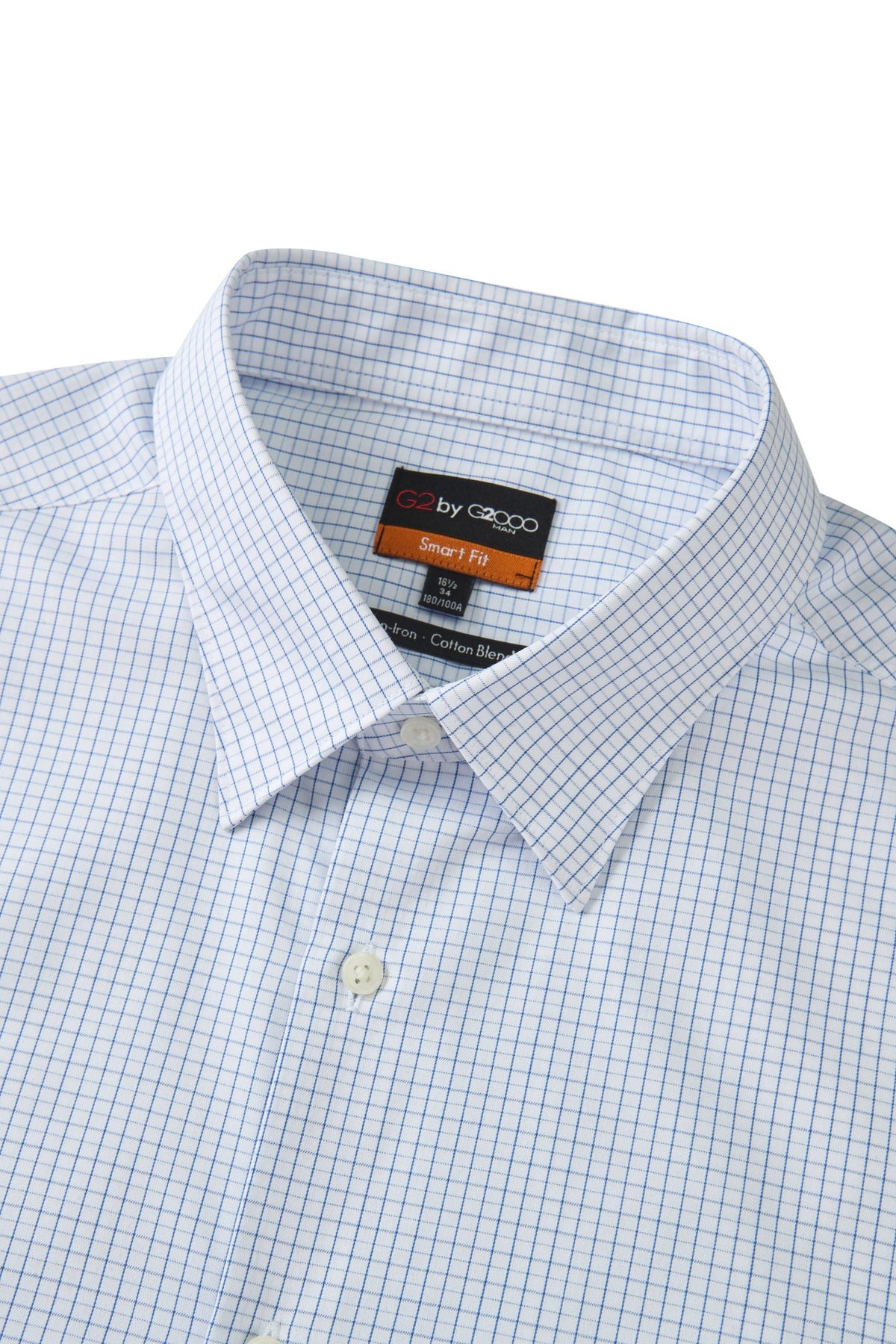 Non-Iron Easy Care Cotton Blend Check Smart Fit Long Sleeve Shirt