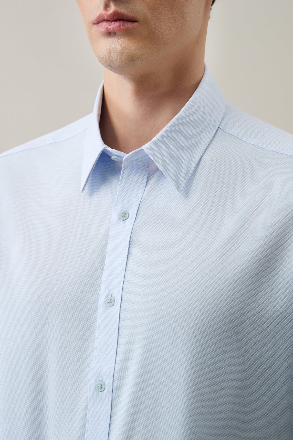 Non-Iron Easy Care Cotton Blend 2 Tone Smart Fit Short Sleeve Shirt