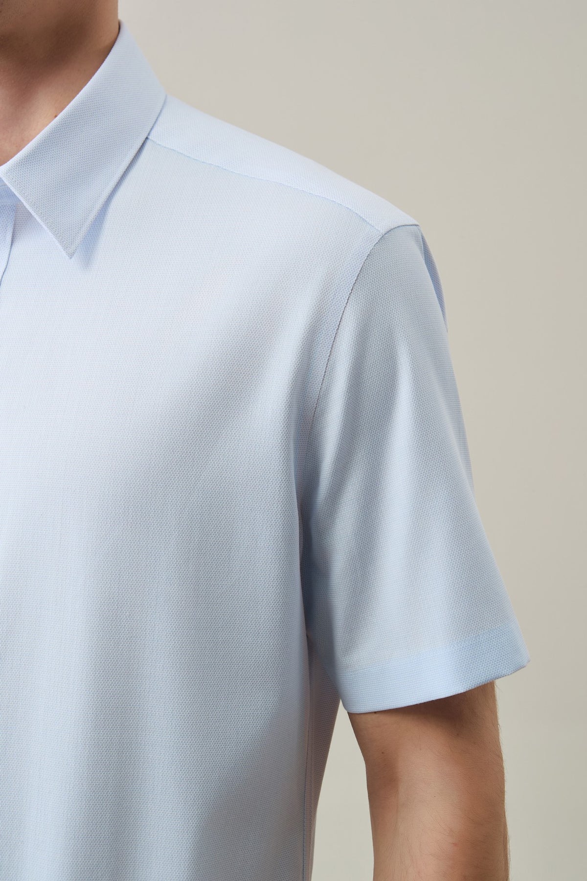 Non-Iron Easy Care Cotton Blend 2 Tone Smart Fit Short Sleeve Shirt
