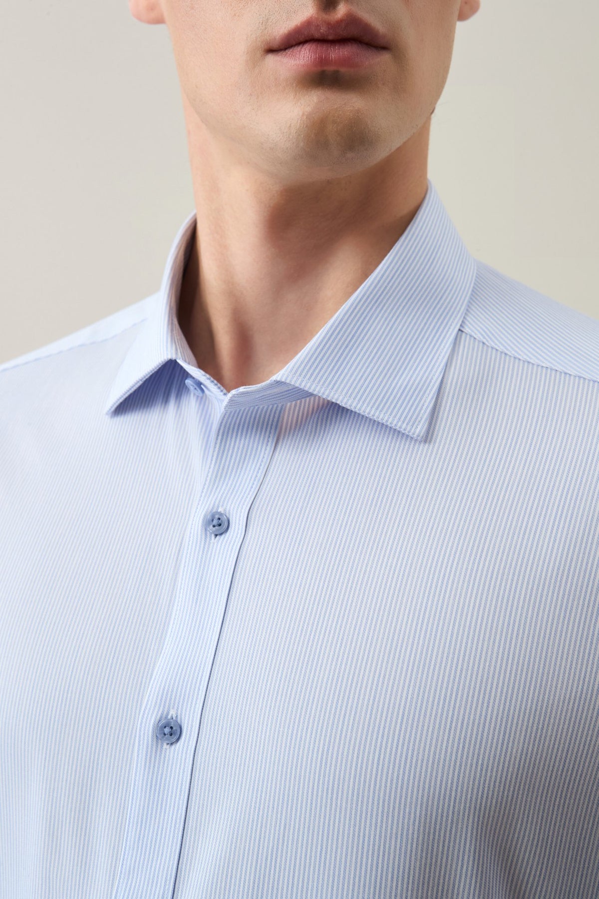 Non-Iron Easy Care Cotton Blend Stripe Smart Fit Short Sleeve Shirt
