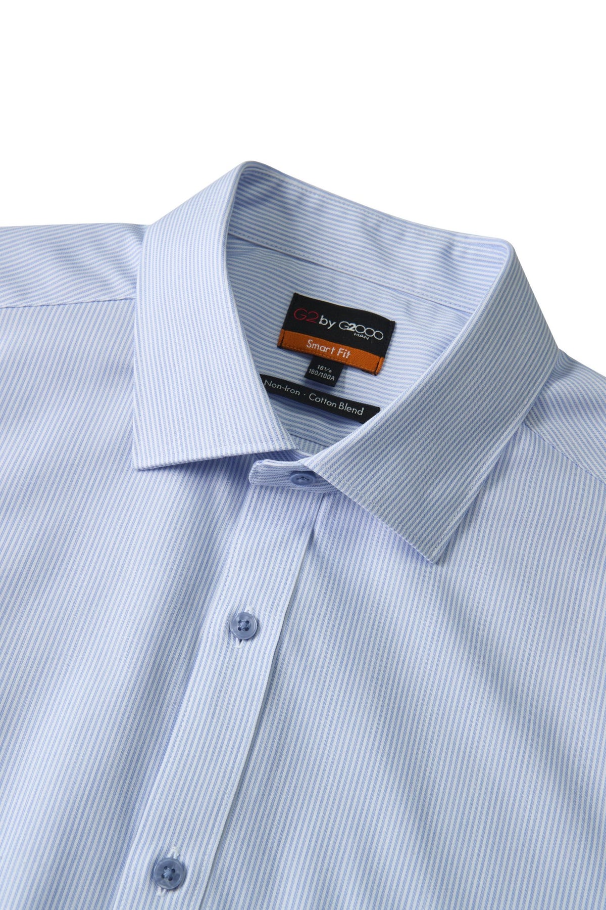 Non-Iron Easy Care Cotton Blend Stripe Smart Fit Short Sleeve Shirt