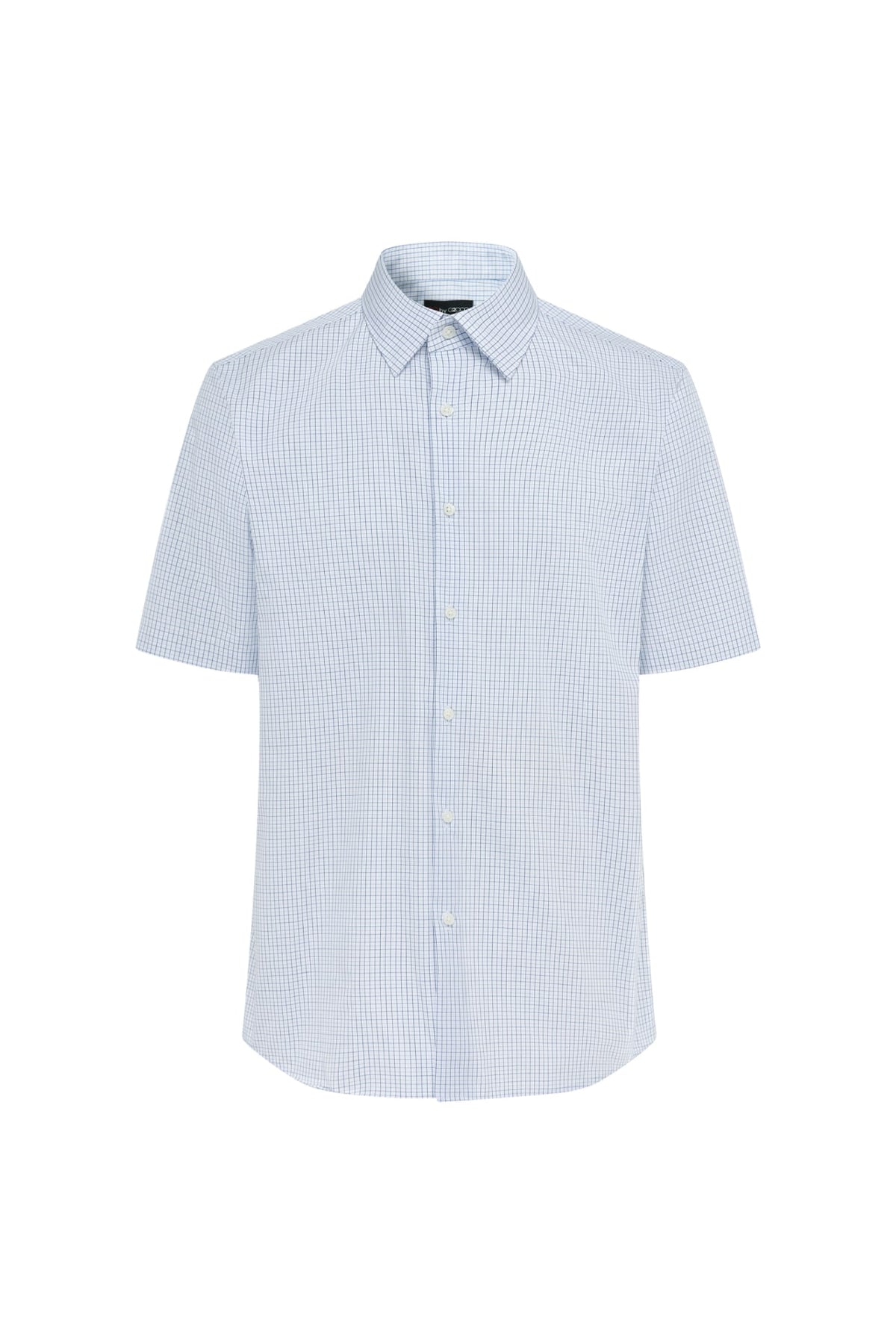 Non-Iron Easy Care Cotton Blend Check Smart Fit Short Sleeve Shirt