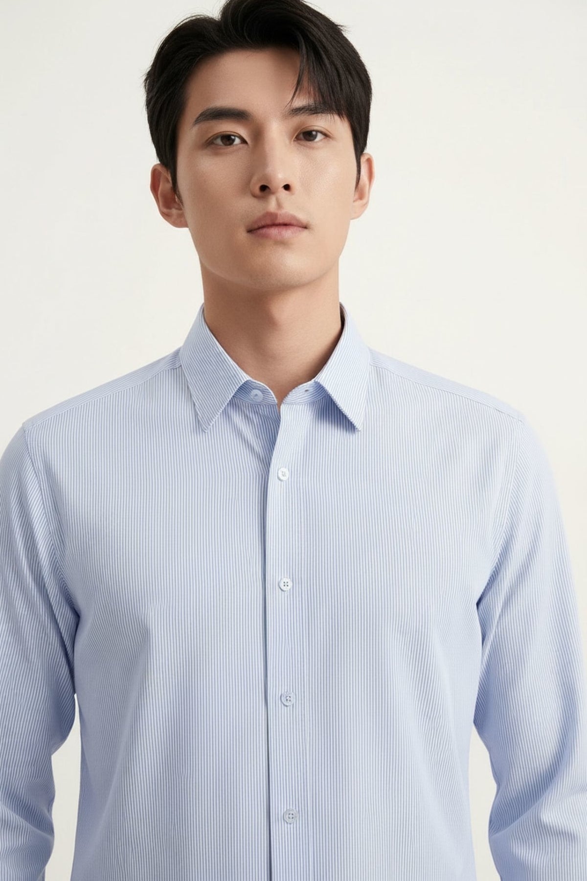 Non-Iron 200/2 Pure Cotton Stripe Slim Fit Long Sleeve Shirt