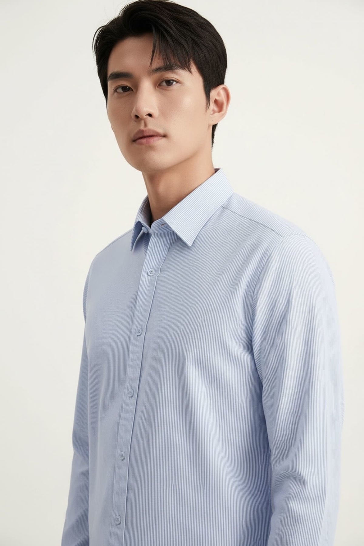 Non-Iron 200/2 Pure Cotton Stripe Slim Fit Long Sleeve Shirt