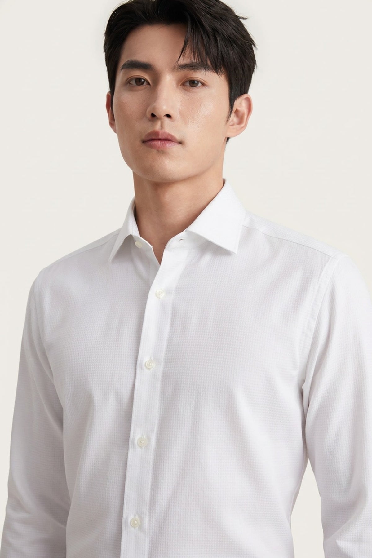 Non-Iron 200/2 Pure Cotton Texture Smart Fit Long Sleeve Shirt