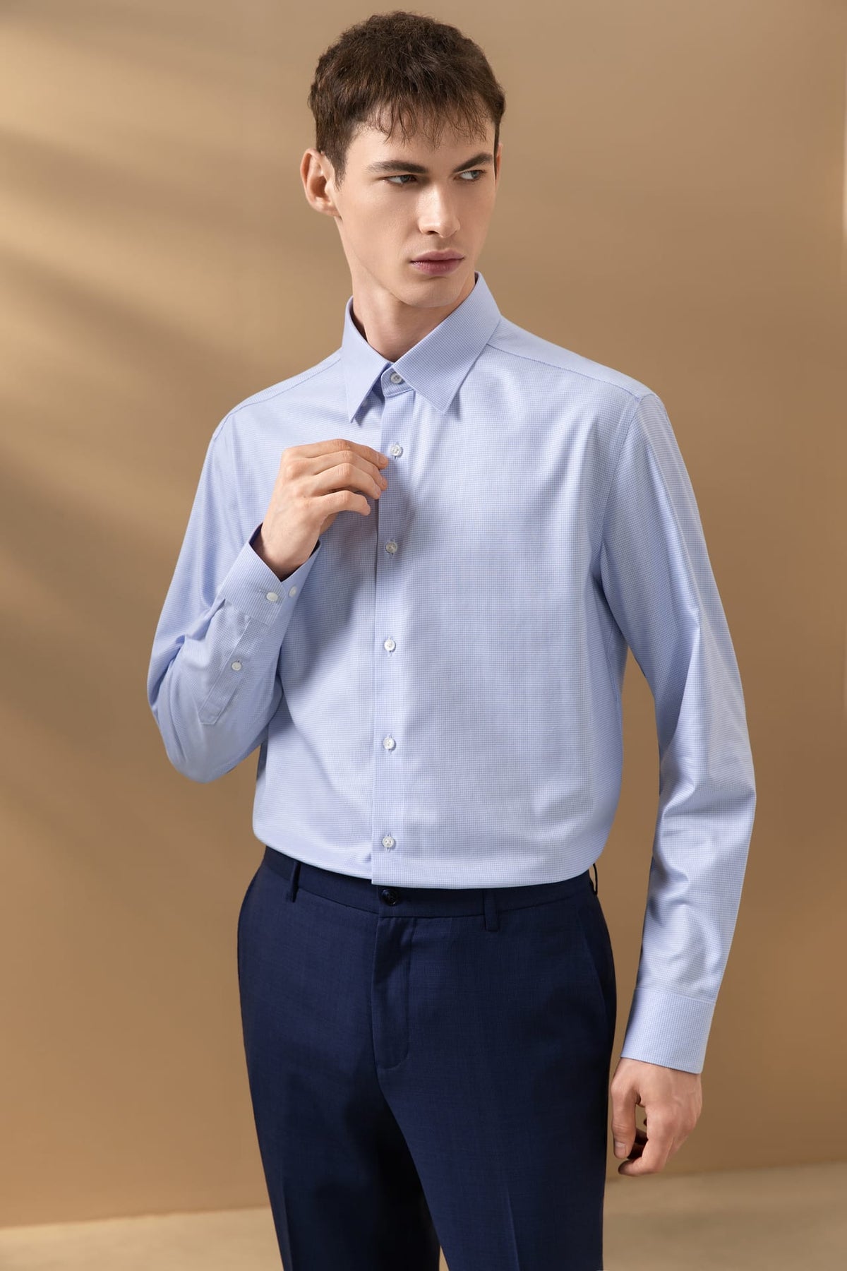 Non-Iron Temperature Regulating Check Smart Fit Long Sleeve Shirt