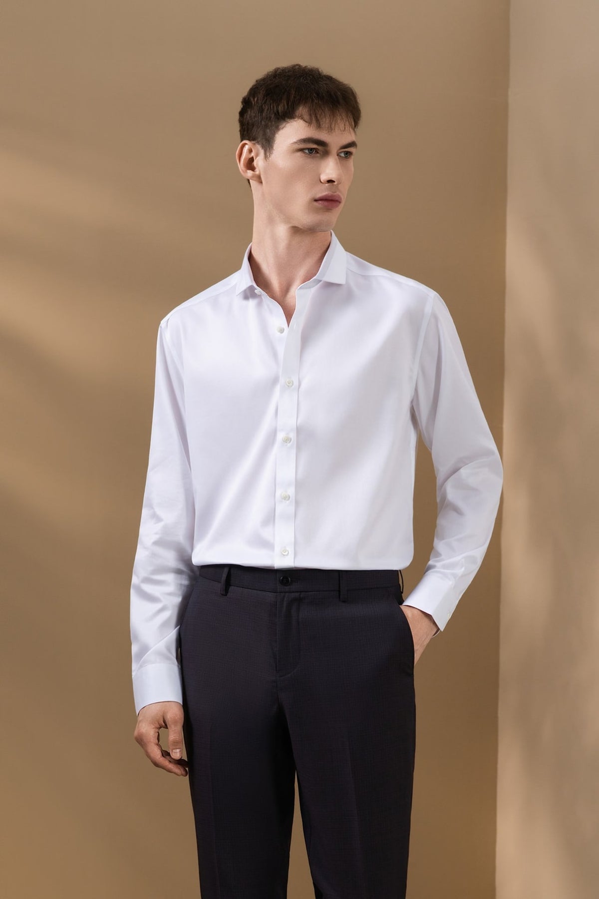 Non-Iron 200/2 Pure Cotton Fine Twill Smart Fit Long Sleeve Shirt