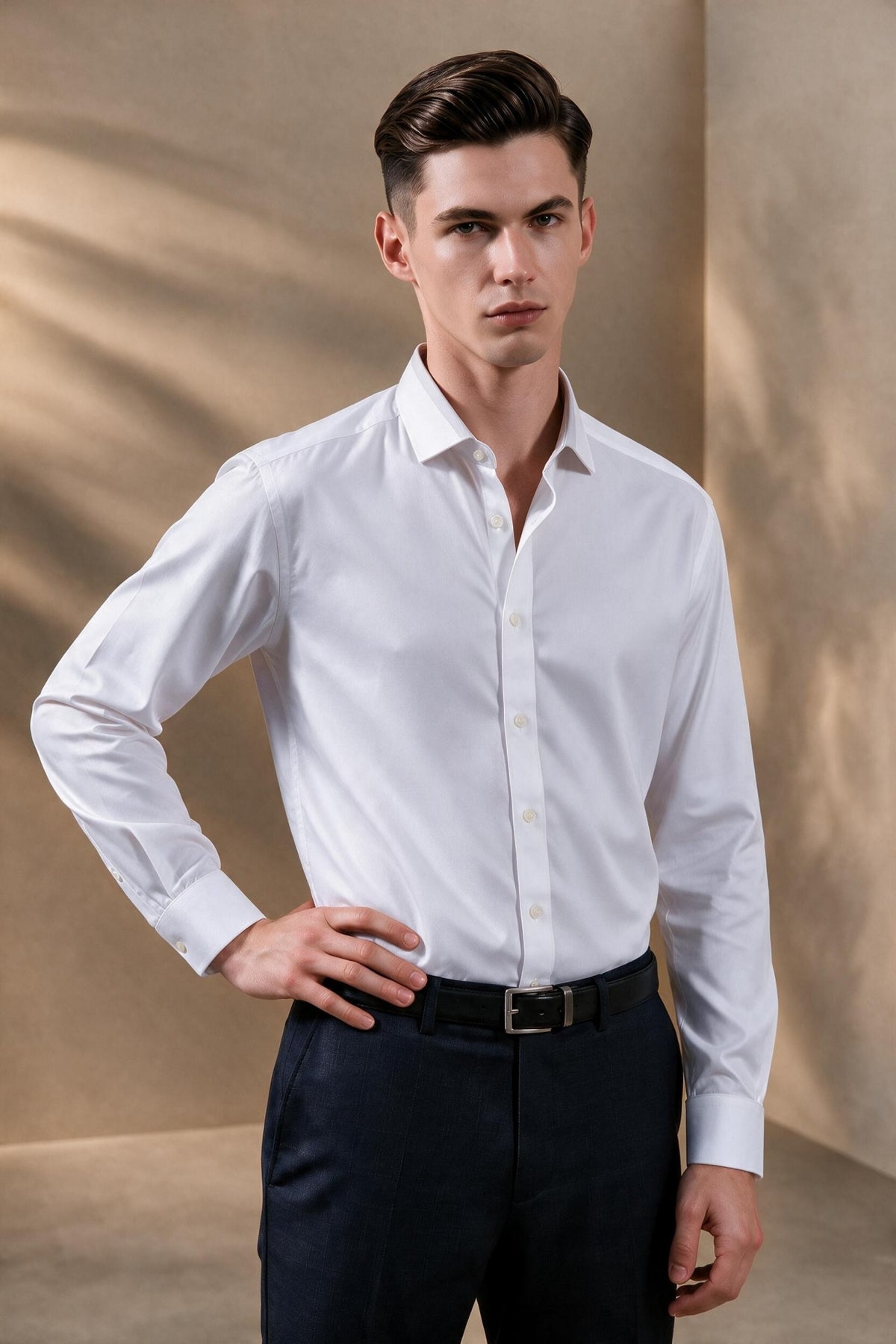 G2000 - Shirts - Non-Iron 200/2 Pure Cotton Fine Twill Smart Fit Long Sleeve Shirt - Smart - White