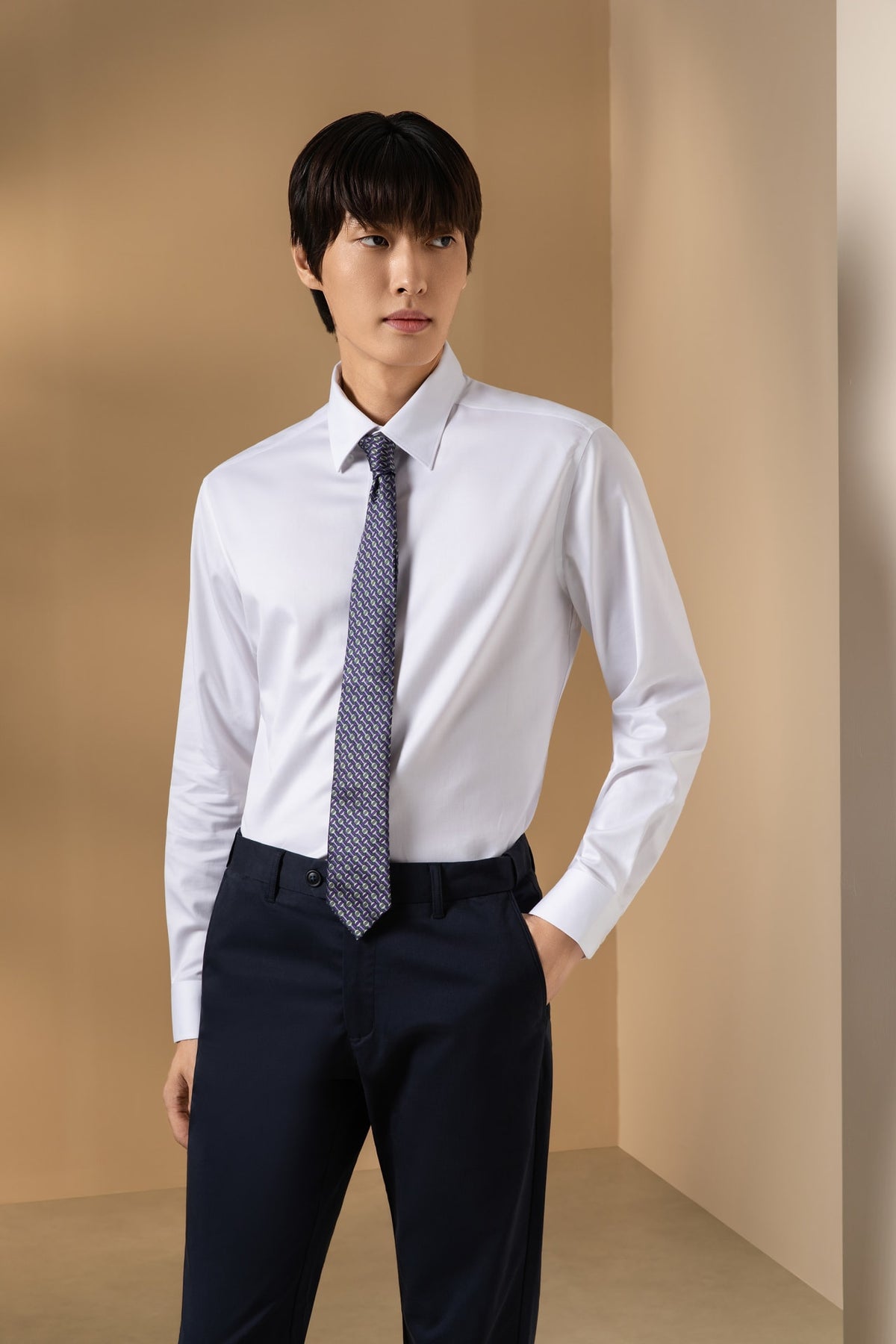 Non-Iron Temperature Regulating Fine Twill Smart Fit Long Sleeve Shirt